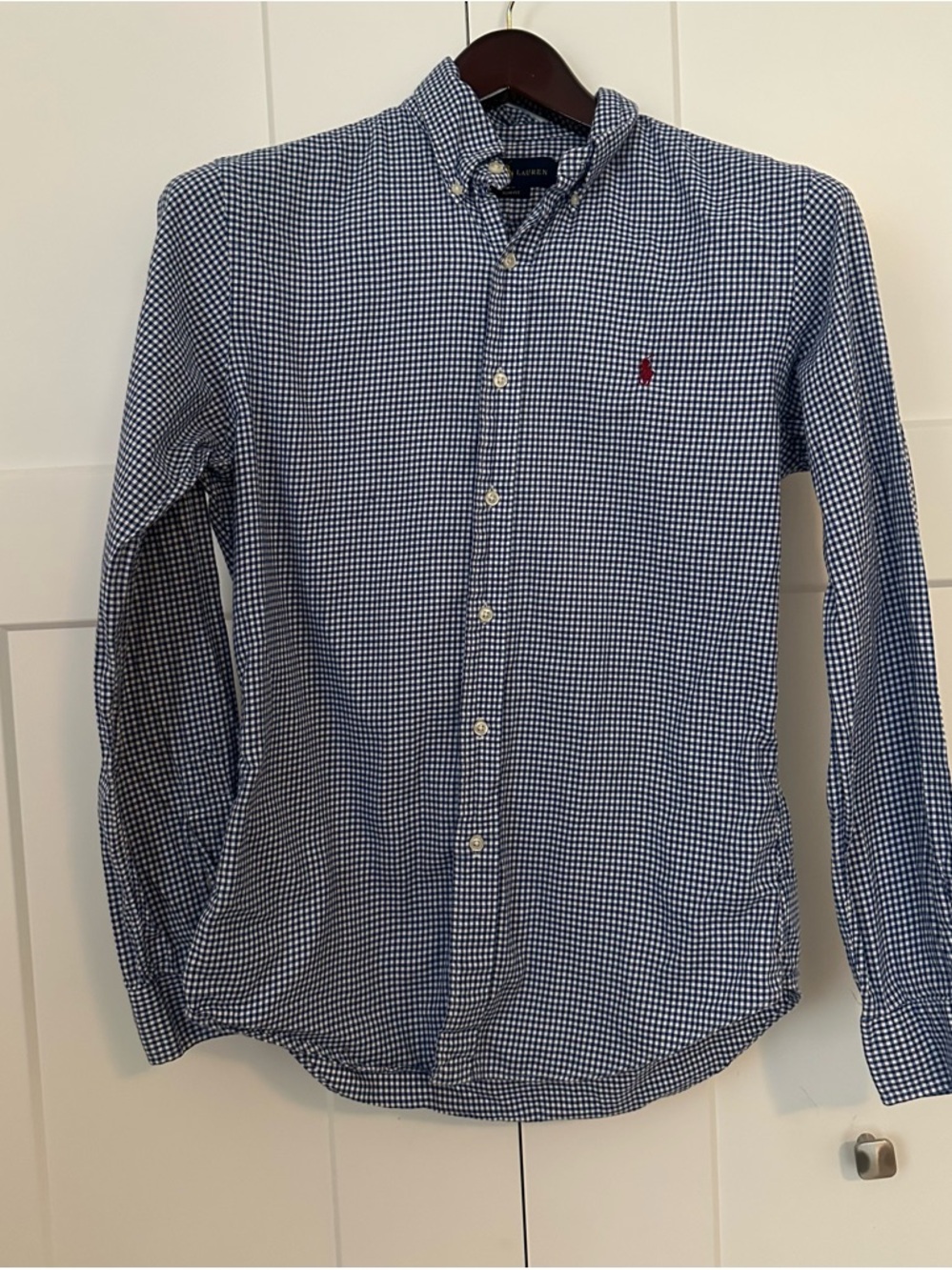 Men’s Polo by Ralph Lauren Blue Gingham Button-Down Slim Fit Shirt M